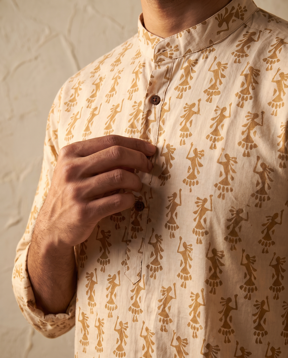 Warli Dance - Handblock Print - Adults Pure Cotton Short Kurta