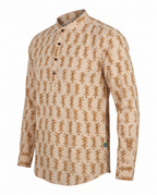 Warli Dance - Handblock Print - Mens Pure Cotton Short Kurta