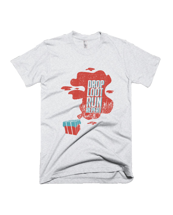 Drop Loot Run Repeat - White Melange - Unisex Adults T-shirt