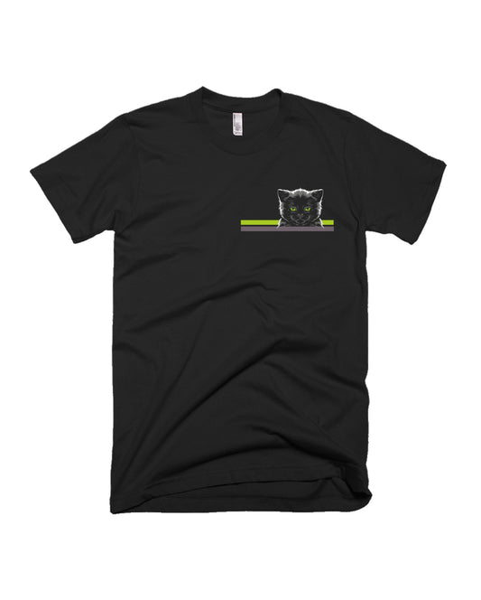 Cat Eye - Pocket Print - Black - Unisex Adults T-shirt
