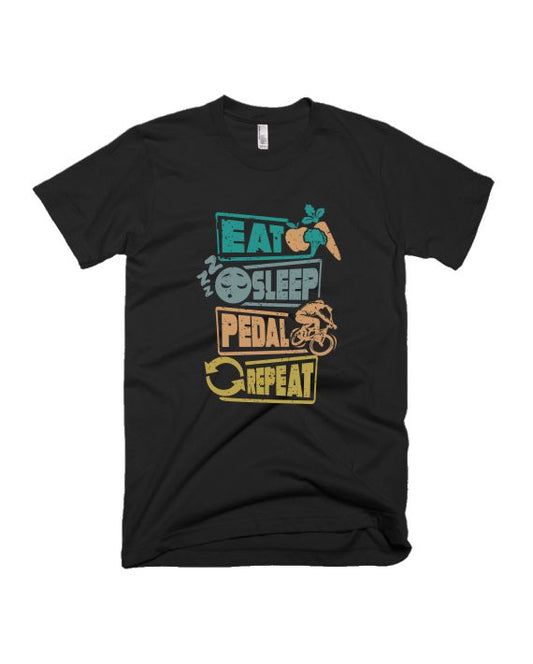 Eat Sleep Pedal Repeat - Black - Unisex Adults T-shirt