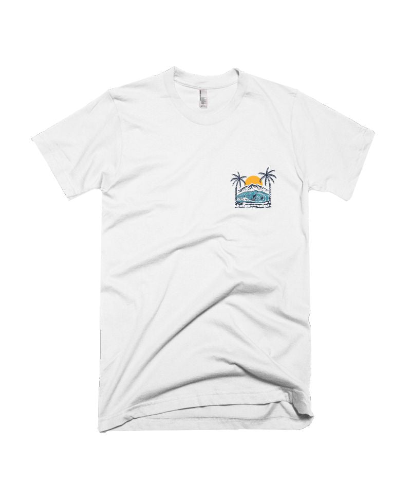 Sunset - Pocket Print - White - Unisex Adults T-shirt – Adimanav Studios